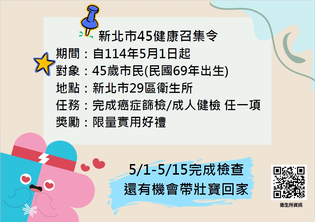 「45健康召集令」開跑！新北壯年禮等你拿